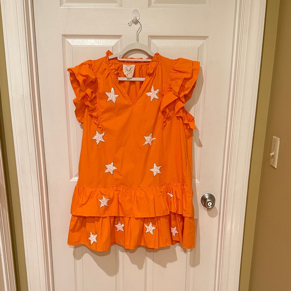 Fantastic Fawn Orange Dress with White Details